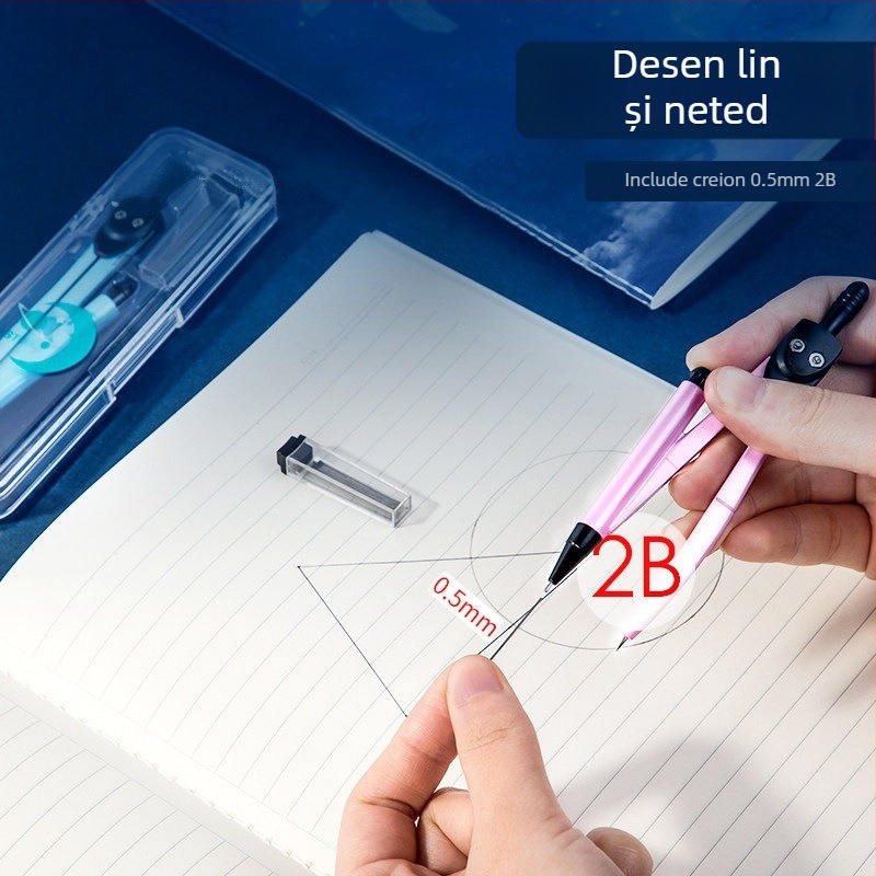 Set metalic de compas 72154 de la Deli, pentru elevi, ambalat în cutie