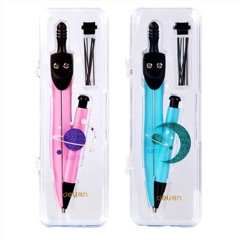 Set metalic de compas 72154 de la Deli, pentru elevi, ambalat în cutie