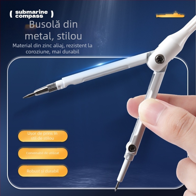 Cerc de desen în formă de stilou, Small Fish JY-2509-1, metal, dual-funcțional pentru desen