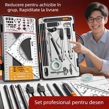 Set de instrumente pentru desen tehnic – din plastic pentru inginerie civilă și construcții – (Model: Lz-xyejxhtc; Material: Plastic; Tip: Set; Brand: Good; Cantitate: 1 bucată)