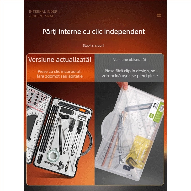 Set de instrumente pentru desen tehnic – din plastic pentru inginerie civilă și construcții – (Model: Lz-xyejxhtc; Material: Plastic; Tip: Set; Brand: Good; Cantitate: 1 bucată)