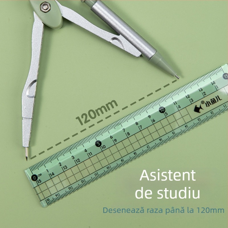 Little Fish 2220 Set riglă și compas din aliaj de zinc cu riglă triunghiulară