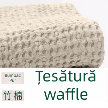Țesătură din bumbac cu aspect de waffle — 100% bumbac, vopsire pe fir, țesătură jacquard geometrică cu model rețea, pentru lenjerie de pat, perne și pături, toamnă–iarna