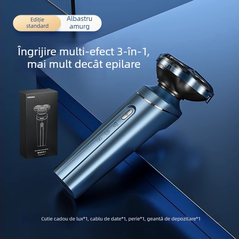 KS-Mini8 aparat de ras electric, cap rotativ, rezistent la apă, autonomie baterie de 2 ore, compact pentru călătorii