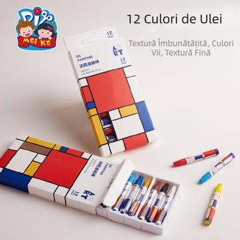 Set de artă pentru copii: 12 culori creioane pastel cu ulei, creioane cerate, creioane colorate și carioci acuarelă - MEI KE M5031, materiale de bază pentru artă