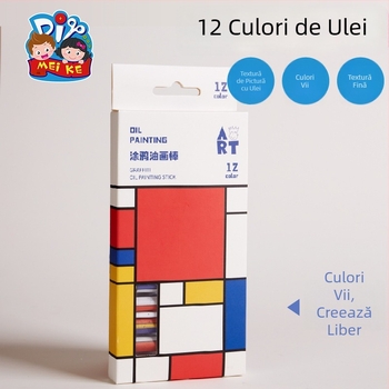 Set de artă pentru copii: 12 culori creioane pastel cu ulei, creioane cerate, creioane colorate și carioci acuarelă - MEI KE M5031, materiale de bază pentru artă