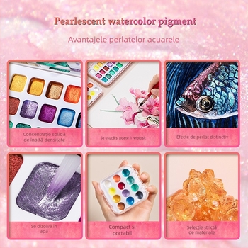 Set pigmenți acuarelă perlate pentru studenți la arte — Rubles, vopsea acuarelă, ambalare într-una singură cutie