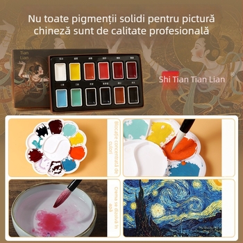Set pigmenți pentru pictură chineză, 10 ml, ambalaj cutie de hârtie, o singură cutie, pentru pictură chineză — brand Tt/practice every day