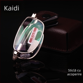 Ochelari de citit Kaidi 818, stil vintage, ramă metalică completă, lentile din sticlă cu protecție UV și anti-radiație