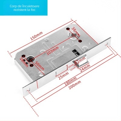 Mâner pentru ușă de incendiu, din oțel inoxidabil/fier, CB-SIA, încuietoare pentru uși de incendiu și coridoare, stil modern minimalist