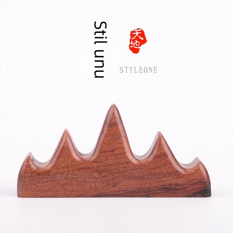 Suport din lemn pentru pixuri și pensule, model Five Finger Mountain, cod produs 521, accesoriu caligrafic, personalizare disponibilă