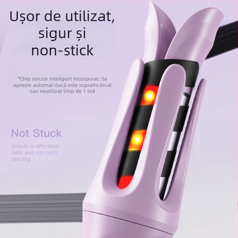 Ondulator de păr automat cu acoperire titan-turmalin, reglaj temperatură în 4 trepte, 35W, 220V, alimentare prin cablu