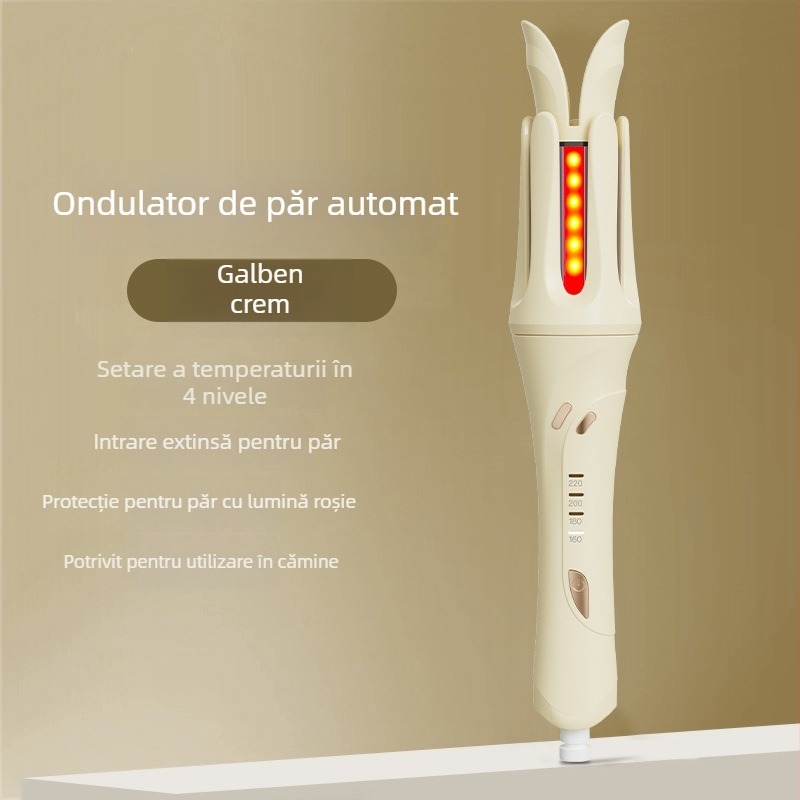 Ondulator de păr automat cu acoperire titan-turmalin, reglaj temperatură în 4 trepte, 35W, 220V, alimentare prin cablu