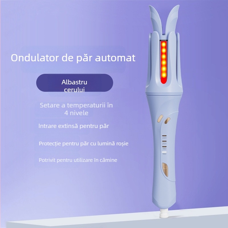 Ondulator de păr automat cu acoperire titan-turmalin, reglaj temperatură în 4 trepte, 35W, 220V, alimentare prin cablu