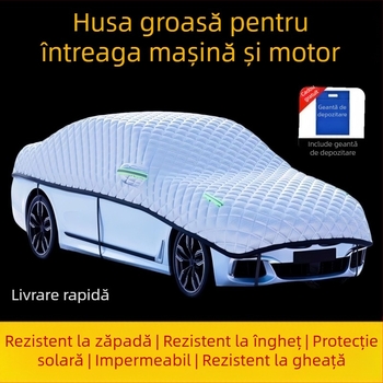 Husă de mașină, îngroșată, din țesătură Oxford, protecție împotriva grindinei, protecție solară și izolație termică, potrivire universală