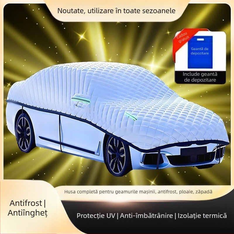 Husă de mașină, îngroșată, din țesătură Oxford, protecție împotriva grindinei, protecție solară și izolație termică, potrivire universală