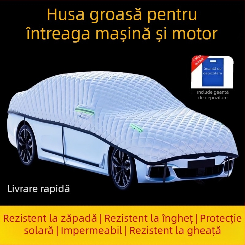 Husă de mașină, îngroșată, din țesătură Oxford, protecție împotriva grindinei, protecție solară și izolație termică, potrivire universală