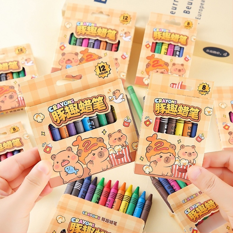 Set creioane colorate pentru desen - model Kl789652, vârf unic, carcasă din hârtie, neștergibil