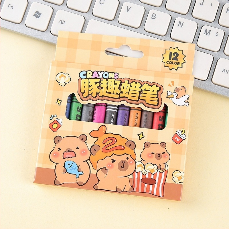 Set creioane colorate pentru desen - model Kl789652, vârf unic, carcasă din hârtie, neștergibil