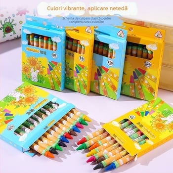 Set pasteluri uleioase pentru copii în cutie – model a1229, ștergibil, carcasă din hârtie, reîncărcări multicolore