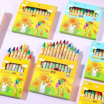 Set pasteluri uleioase pentru copii în cutie – model a1229, ștergibil, carcasă din hârtie, reîncărcări multicolore