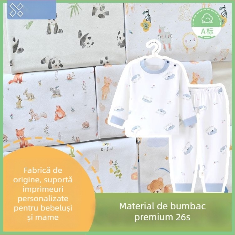 Țesătură jerseu pentru bebeluți — 26s, 100% bumbac, pentru lenjerie și pijamale, imprimare cu desen animat, potrivită pentru toamnă și iarnă.