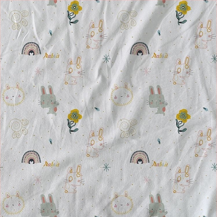 Țesătură jerseu pentru bebeluți — 26s, 100% bumbac, pentru lenjerie și pijamale, imprimare cu desen animat, potrivită pentru toamnă și iarnă.