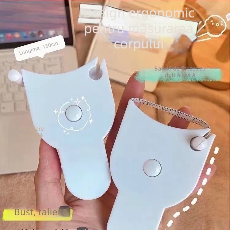 Riglă de măsurare a celor trei circumferințe pentru uz casnic: talie, bust și șolduri; scară bidirecțională; rezistentă la uzură; precizie înaltă; din plastic; retractabil