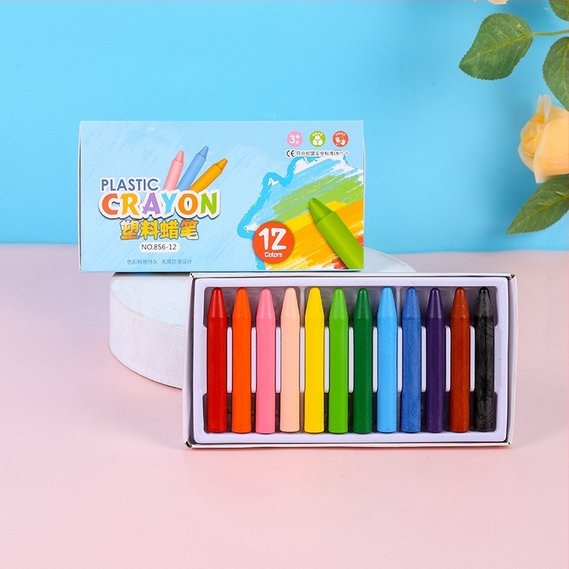 Creioane cerate din plastic pentru copii – Modelul 856, pentru pictură, carcasă din plastic, ambalare personalizabilă, greutate aproximativ 5,5 g