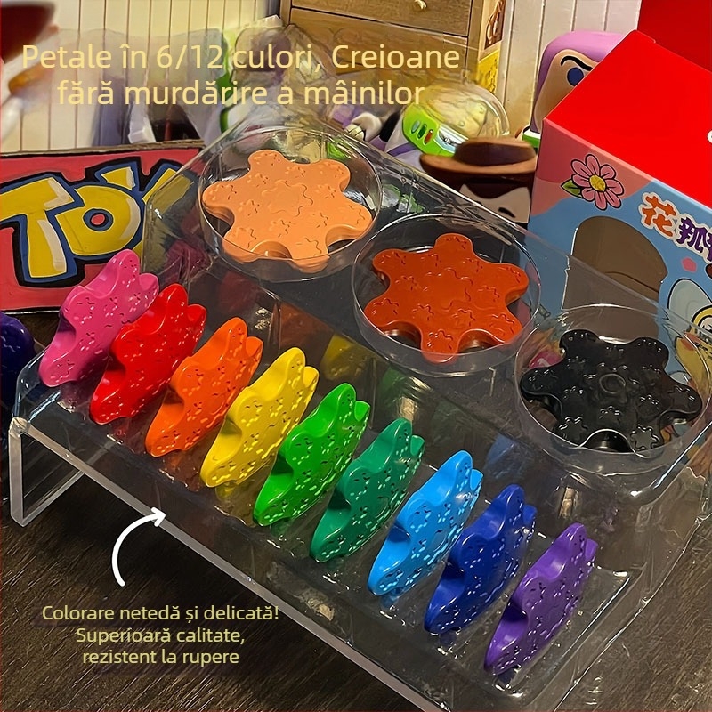 Creioane cerate în formă de petală pentru pictură — set cadou, personalizabil, ambalaj din carton/plastic