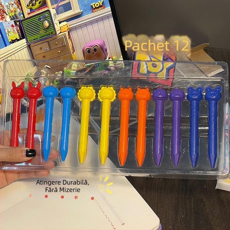 Creioane cerate pentru copii, seria Zoo, pentru desen cu animale desenate