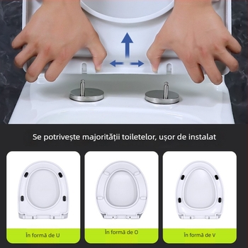Capac pentru scaunul de toaletă, în formă U, din placă PP, cu amortizor, distanța între găuri reglabilă 20–40 mm, model 20250802
