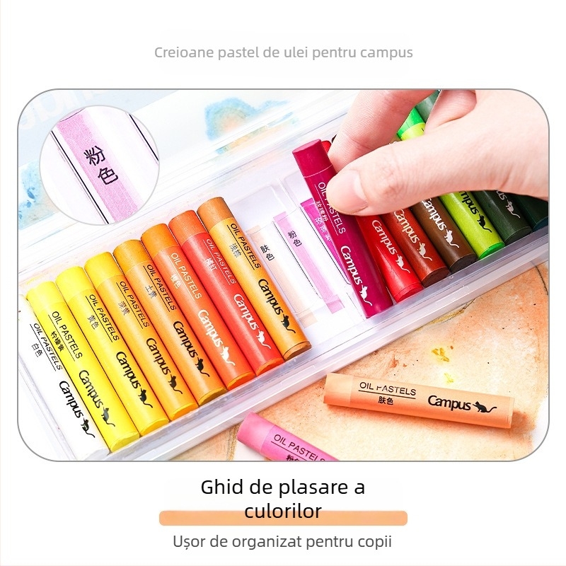 Set pasteluri uleiate Kokuyo, model WSG-CR101B, cadou pentru colegi de clasă de Crăciun