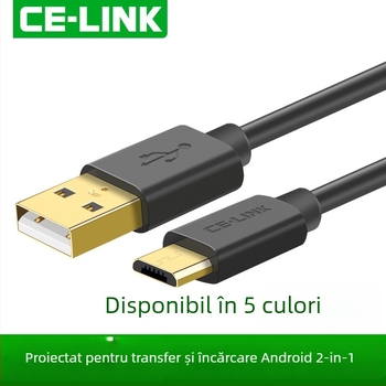 CE-LINK Cablu Micro USB pentru telefoane Huawei Android – 18W maxim, conductor din cupru pur, ecranare împletită + folie de aluminiu, întrerupere automată