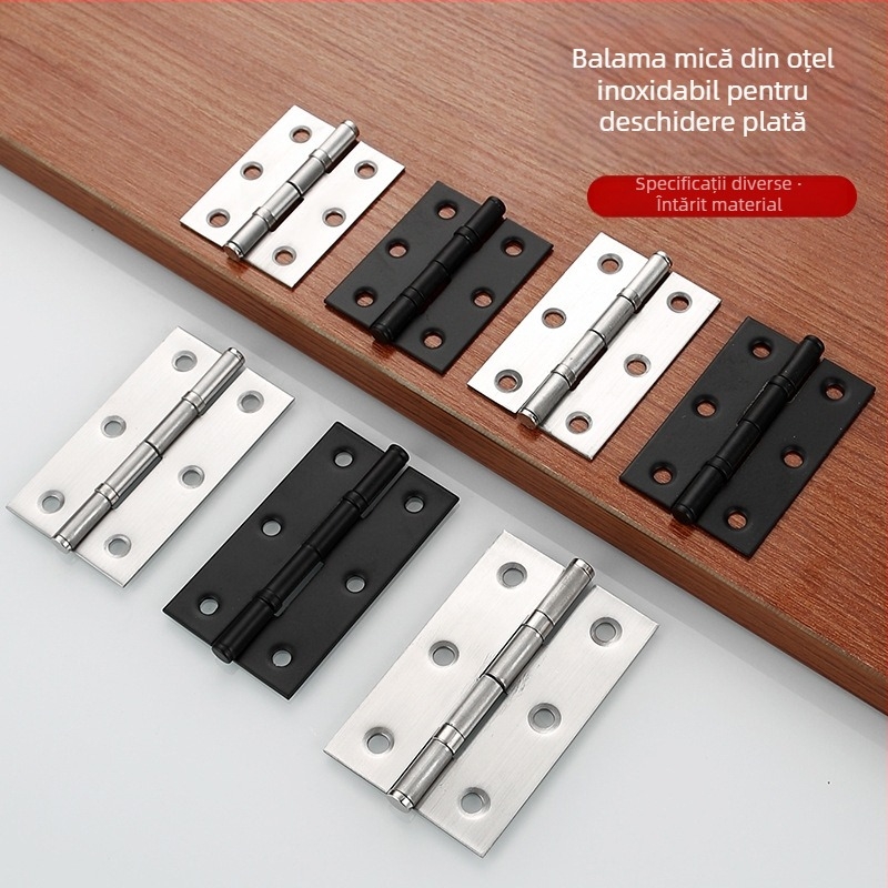 Hinges din oțel inoxidabil pentru dulapuri, uși și ferestre; finisaj: periat și pulverizat; stil modern minimalist.