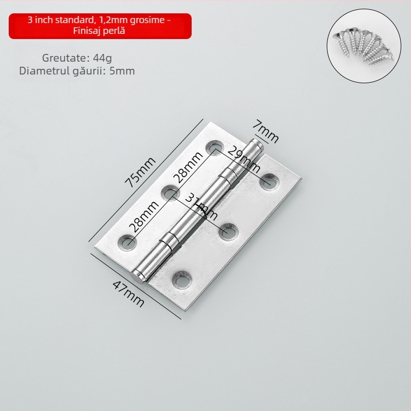 Hinges din oțel inoxidabil pentru dulapuri, uși și ferestre; finisaj: periat și pulverizat; stil modern minimalist.