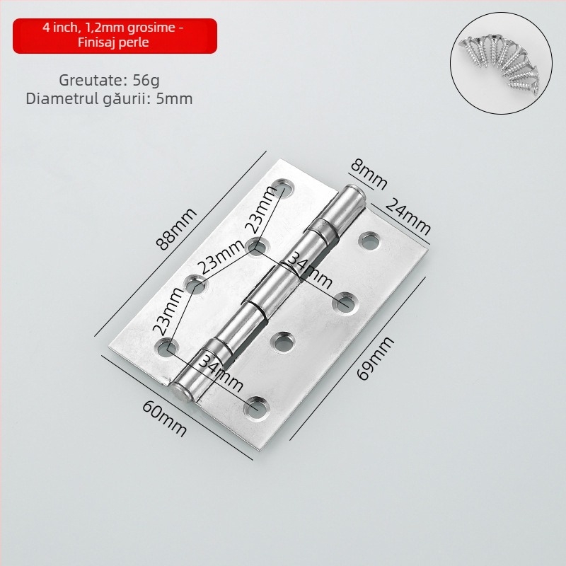 Hinges din oțel inoxidabil pentru dulapuri, uși și ferestre; finisaj: periat și pulverizat; stil modern minimalist.