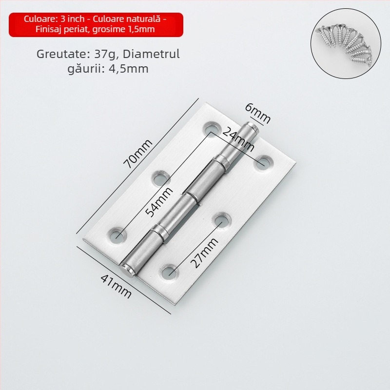 Hinges din oțel inoxidabil pentru dulapuri, uși și ferestre; finisaj: periat și pulverizat; stil modern minimalist.