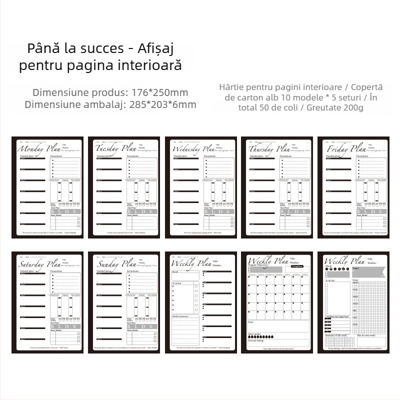 Bloc de notițe cu spirală, 50 de pagini, copertă din hârtie, stil creativ