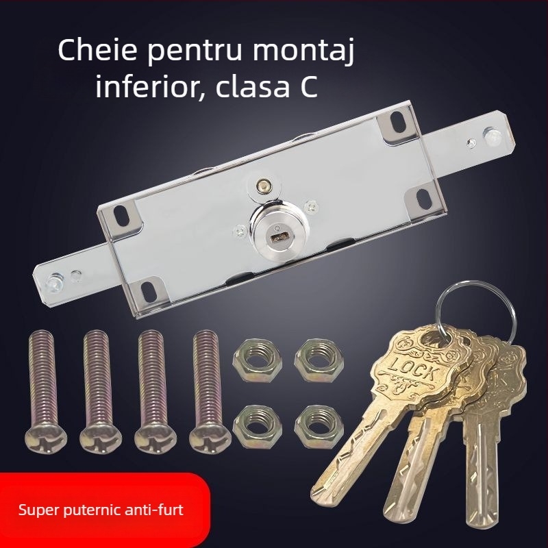 Încuietoare universală pentru uși rulante, nucleu din fier cu cupru, model Cross/Computer/Moon, deschidere centrală sau inferioară, tip: încuietoare de strângere