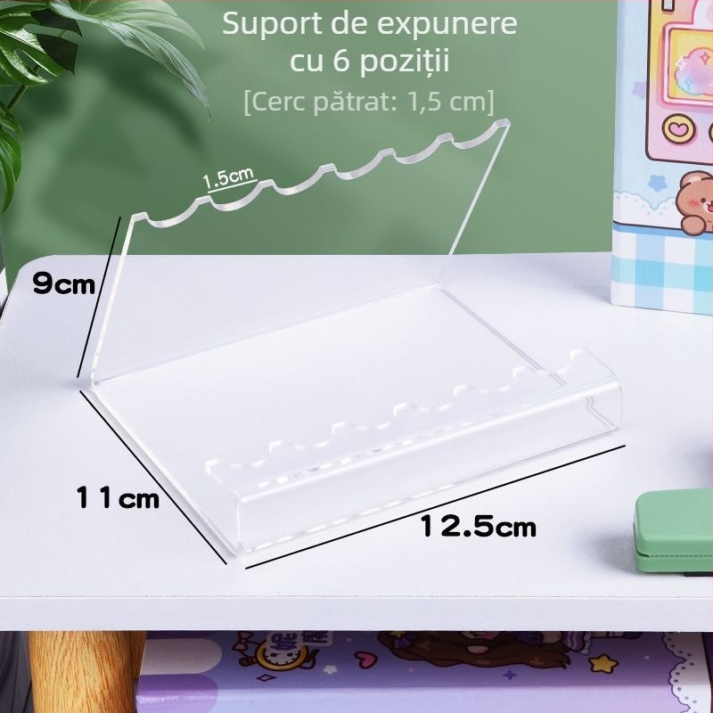 Raft de machiaj de birou din acrilic, afișaj pentru creioane de sprâncene și spațiu de depozitare pentru măști și pensule de farduri de ochi