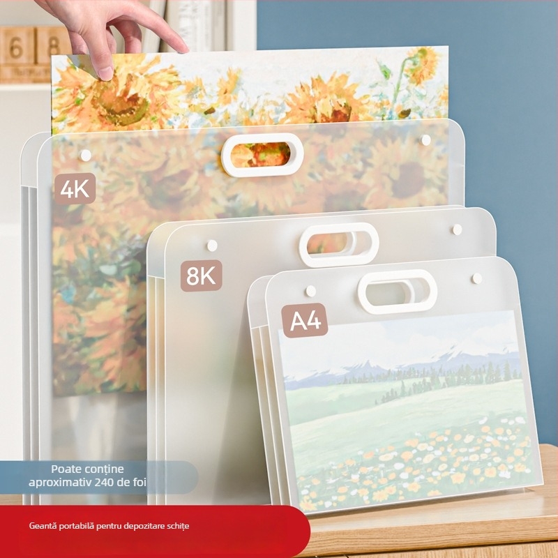 Set de depozitare pentru album de desen cu foldere pentru schițe și geantă de depozitare (Material: PP; Autorizare IP: Nu)