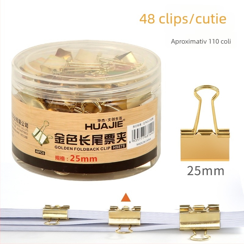 Clip colț pentru dosare, metal, ambalaj din tub plastic, model: clip de dosare