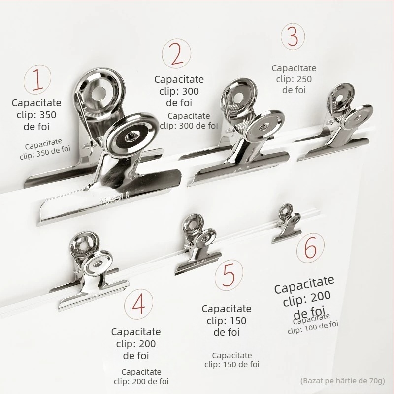 Deli clip mare din oțel inoxidabil – clip metal pentru documente, modelele 9520–9526