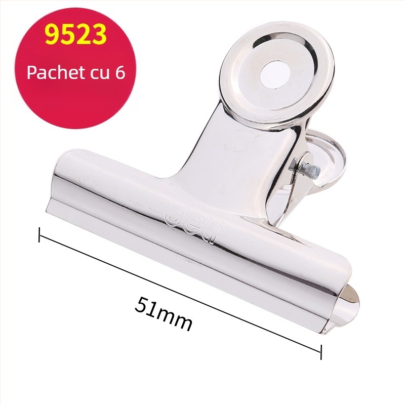 Deli clip mare din oțel inoxidabil – clip metal pentru documente, modelele 9520–9526