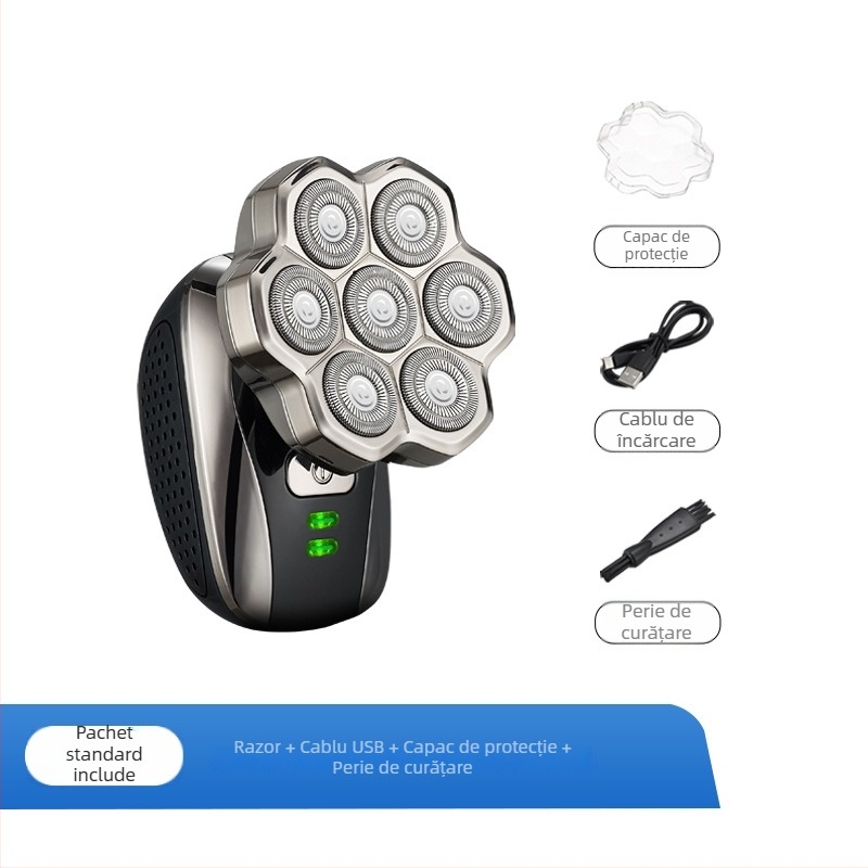 Aparat de ras electric pentru capete chele cu cap rotativ plutitor, spălare complet corp, model 310, baterie încorporată 500–800 mAh, autonomie 60+ minute