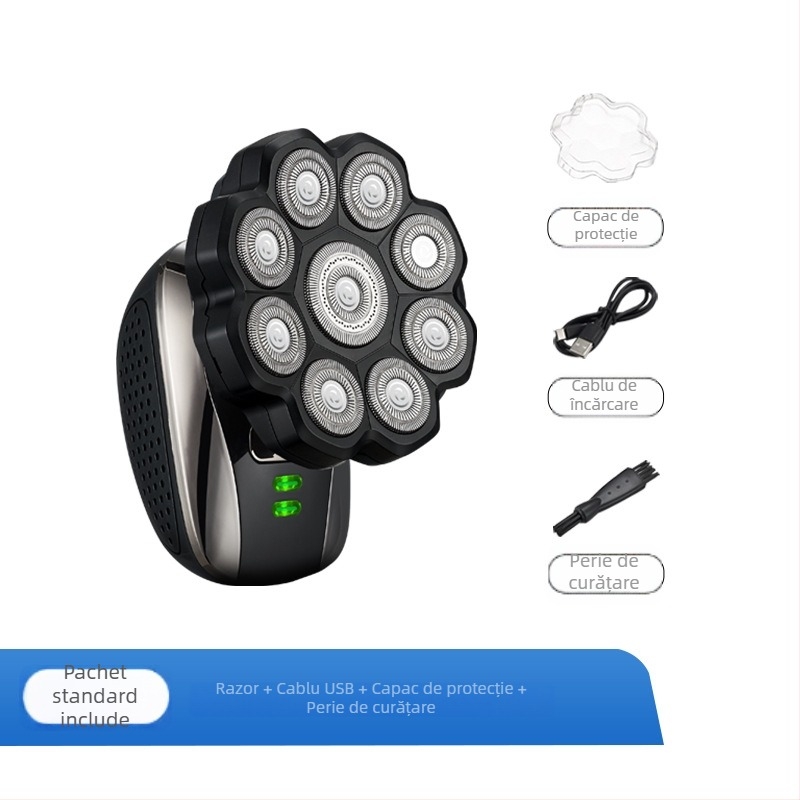 Aparat de ras electric pentru capete chele cu cap rotativ plutitor, spălare complet corp, model 310, baterie încorporată 500–800 mAh, autonomie 60+ minute