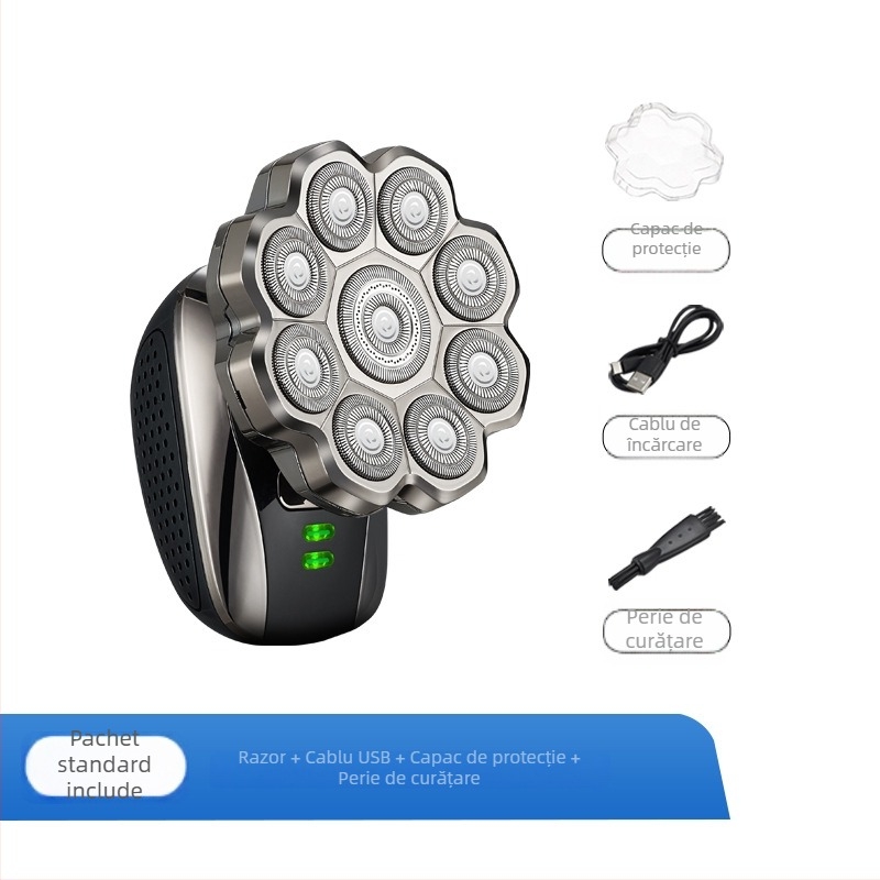 Aparat de ras electric pentru capete chele cu cap rotativ plutitor, spălare complet corp, model 310, baterie încorporată 500–800 mAh, autonomie 60+ minute