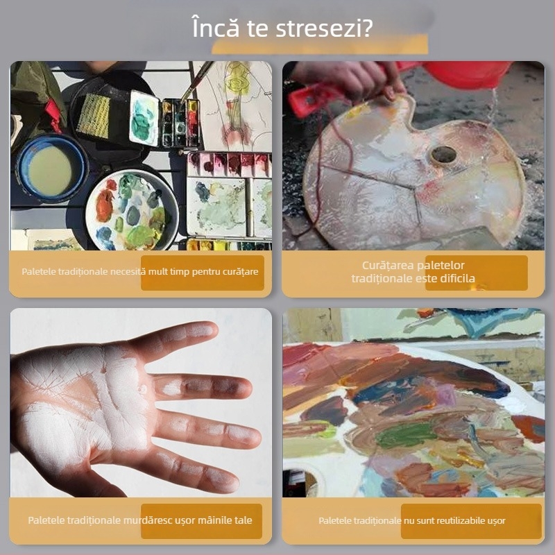 Hârtie pentru paletă de unică folosință – fără spălare, ruptă și detașabilă, pătrată, pentru ulei, acrilic și guașă