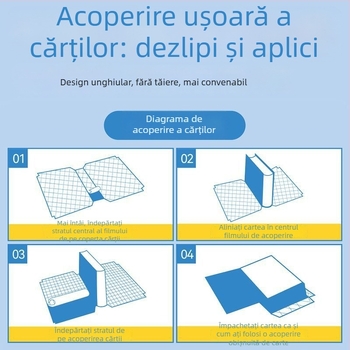 Copertă autoadezivă pentru cărți — PVC, ecologică, fără urme de lipici, fără miros, pentru elevi de învățământ primar